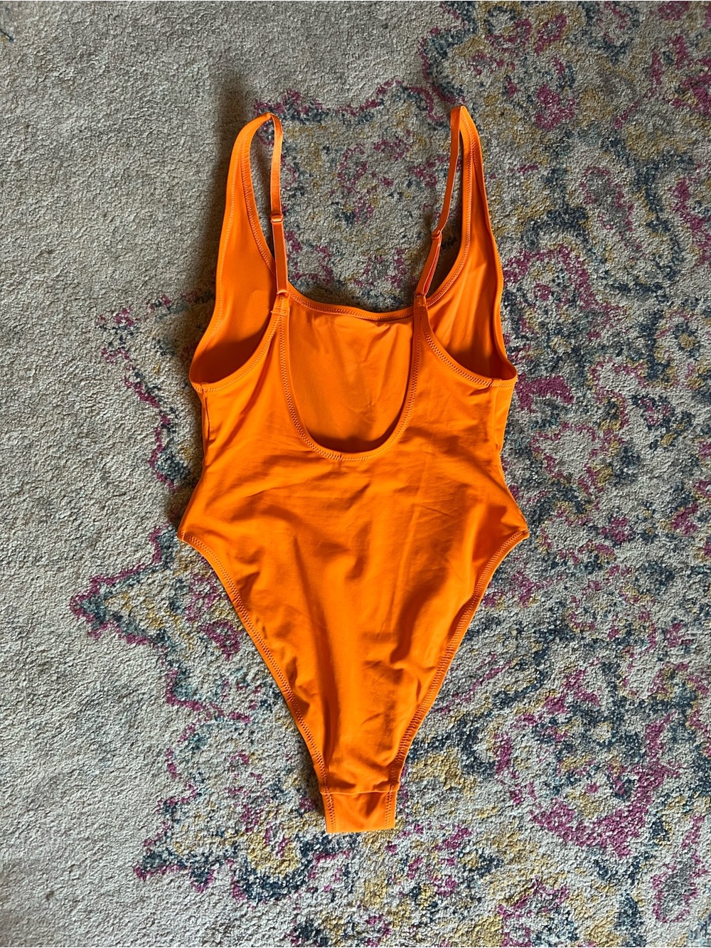 SKIMS Neon Orange Scoop Neck High Waist One Piece - Picture 3 of 4